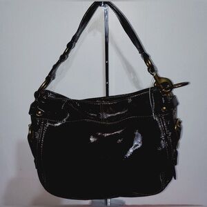 COACH BLACK PATENT LEATHER ZOE HOBO SHOULDER BAG 12735 AUTHENTIC